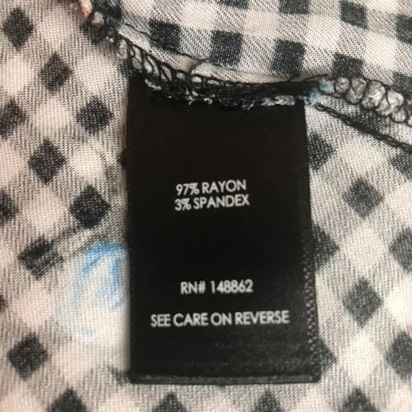 Torrid Womens Floral Gingham Top Size 2 18-20 2X Rayon/Spandex Black/White - Picture 10 of 14